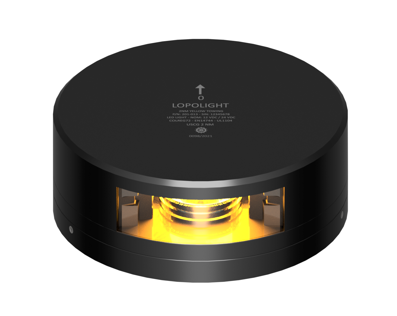 2nm 135° Yellow, Towing, black w/FB base 2nm 135° Yellow, Towing, black w/FB base